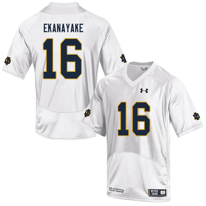 Men's NCAA Notre Dame Fighting Irish #16 Cameron Ekanayake Stitched College Under Armour Authentic White Football Jersey JW10S11HA